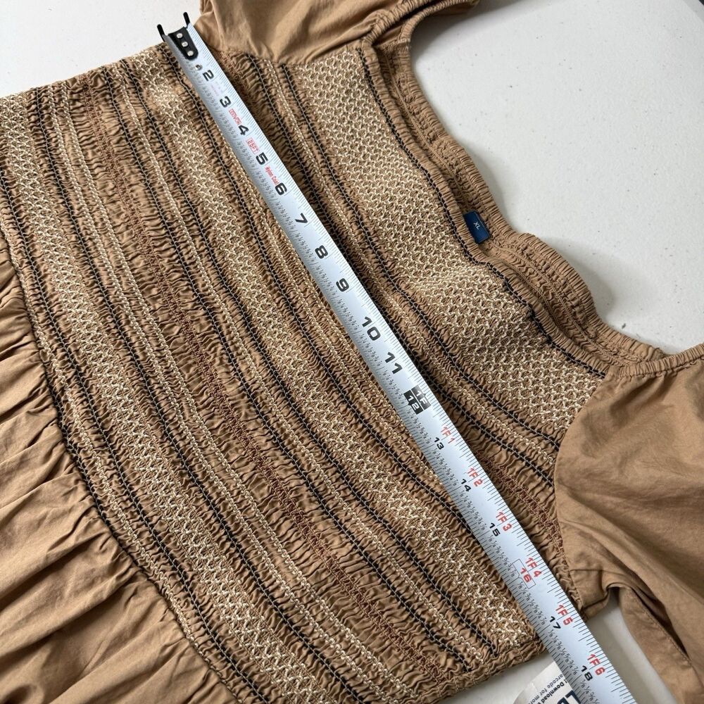 New Old Navy Smocked Puff Sleeve Midi Dress XL Pocket Poplin Cottagecore Prairie - Picture 6 of 14